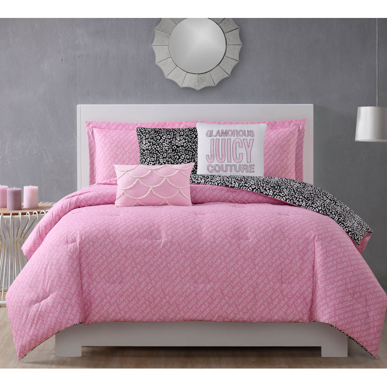 Juicy Couture Pink Black Microfiber Reversible Farmhouse Country 6 Piece Comforter Set Reviews Wayfair