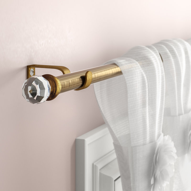 House Of Hampton Beachlands Crystal Ball Single Curtain Rod And