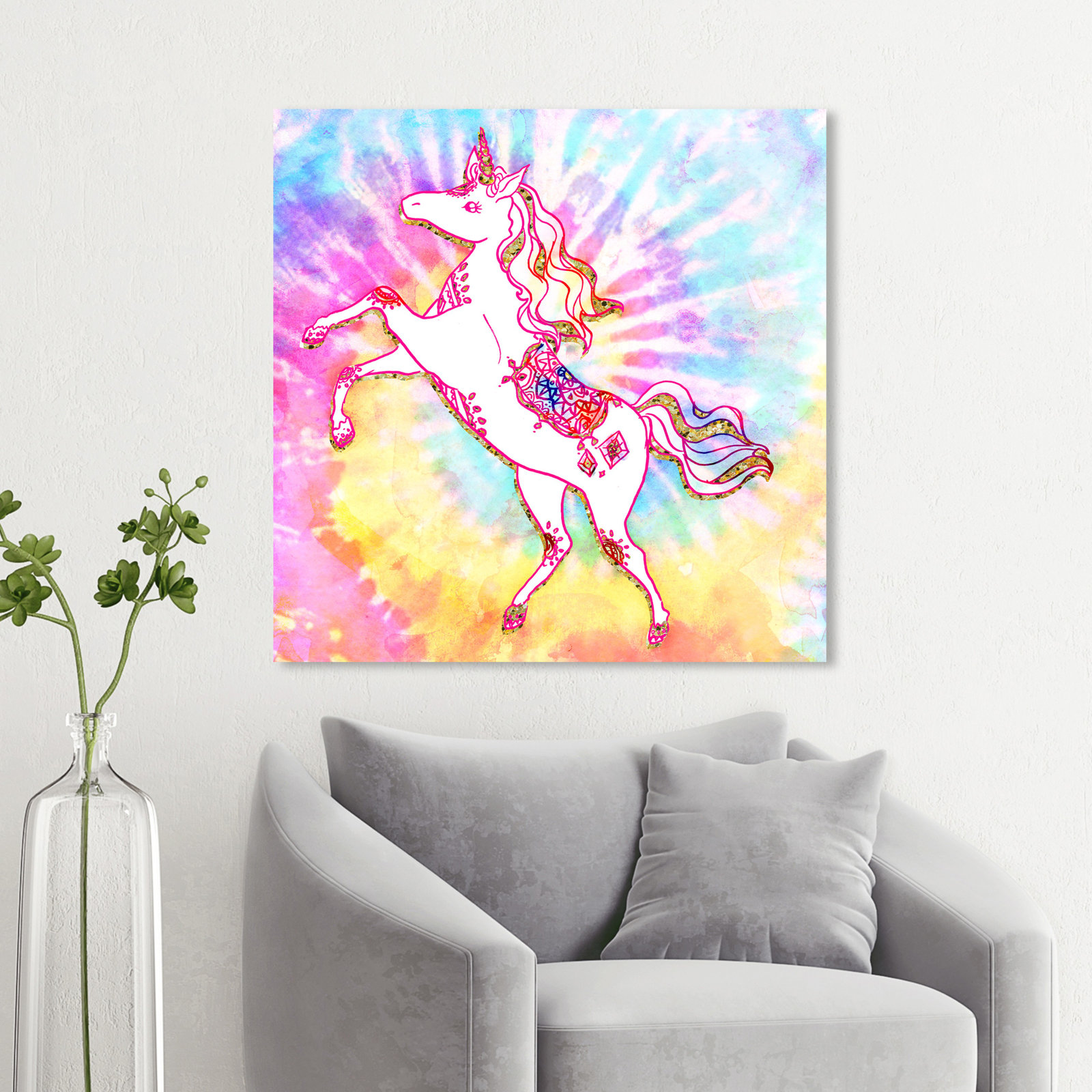Tie Dye Unicorn - Wrapped Canvas Painting