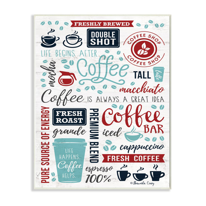Ebern Designs Coffee Collage With Cups And Beans Panoramic Graphic Art Print Set On Canvas Wayfair