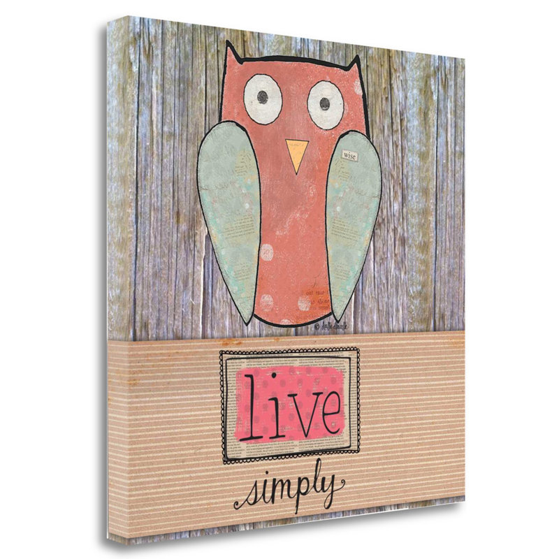 Latitude Run Simple Owl Square Acrylic Painting Print On Wrapped