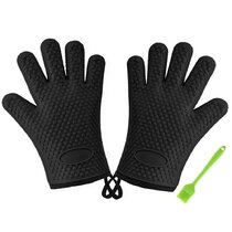 2PCS Heat Proof Resistant Oven BBQ Gloves 35cm Kitchen Cooking Hot Silicone Mitt 