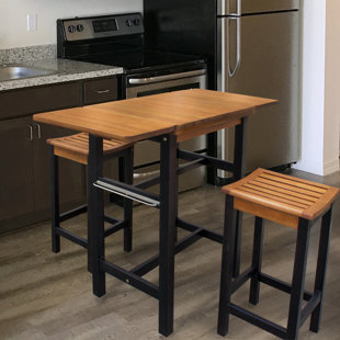 Kitchen Islands With Breakfast Bar Carts You Ll Love Wayfair Jeanetta 3 Piece Table Stool Kitchen Island Set