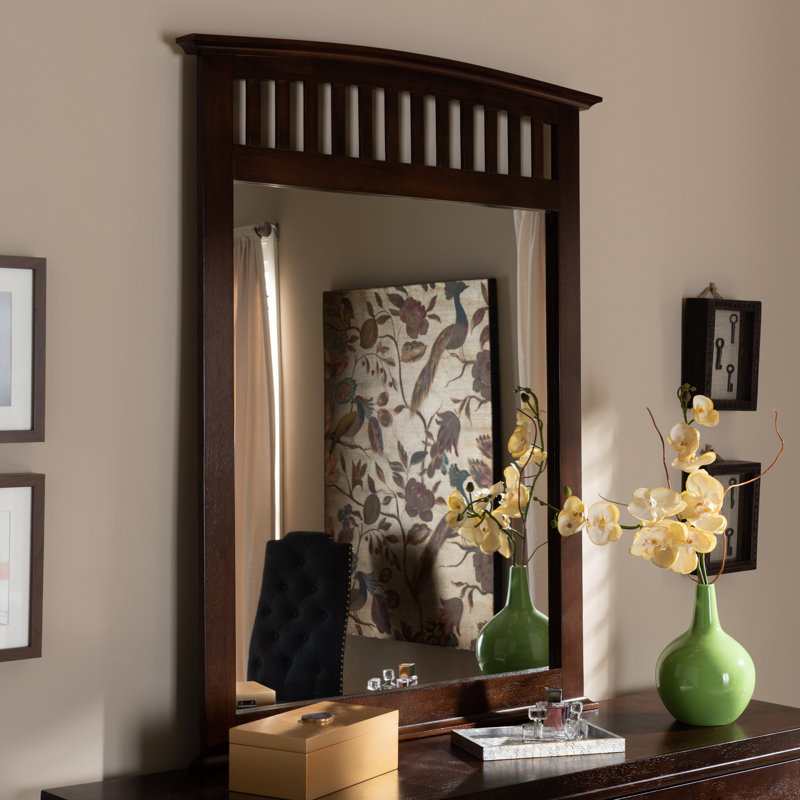 Canora Grey Metropolitan Modern And Contemporary Dark Brown Finished Wood Dresser Mirror Wayfair