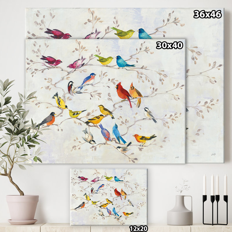 East Urban Home Multi Color Bird On Tree Painting Print On