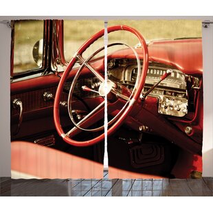 Vintage Interior Of An Antique Classic Aged Car With Exquisite Control Board Details Retro Picture In Red Silver By Graphic Print Text Semi Sheer