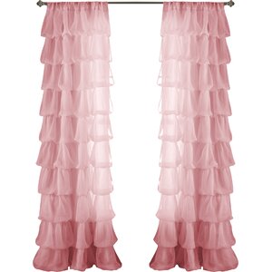 Striped Sheer Rod Pocket Single Curtain Panel