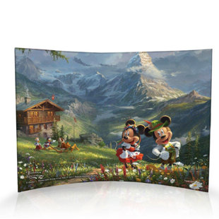 Thomas Kinkade Disney Wayfair Disney Thomas Kinkade Mickey And Minnie Mouse Switzerland Alps Decorative Plaque