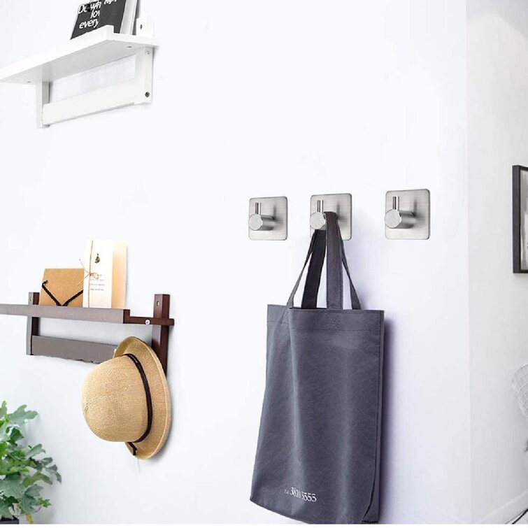 Stainless Steel Hook Rail Coat Rack Bag Bathroom Kitchen Towel Hanger 4-Hook