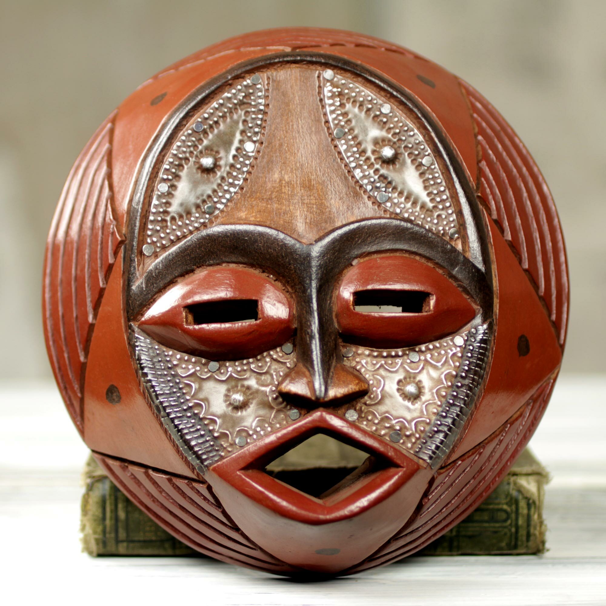 Novica Victor Dushie Handcrafted Circular West African Mask Wall