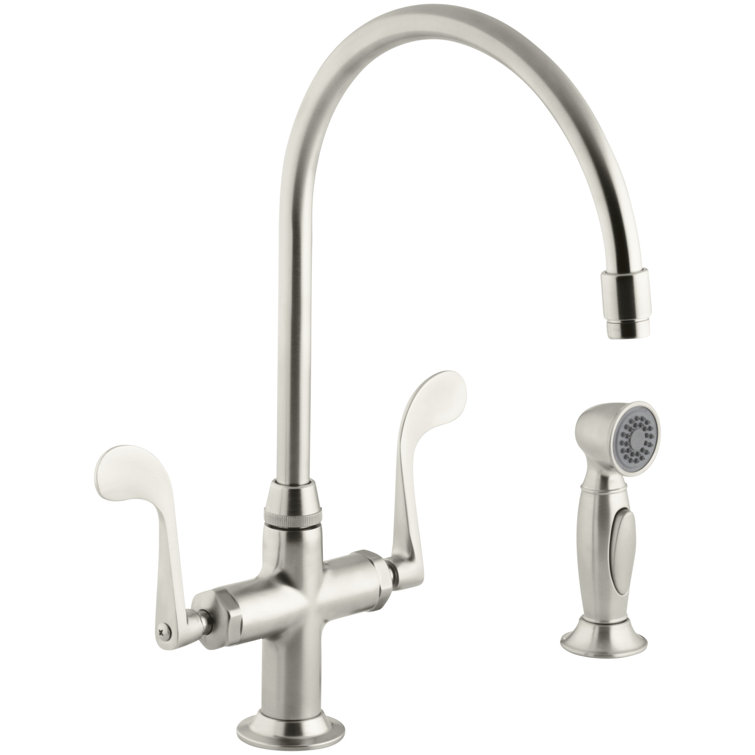 Essex Glass Single-Hole Double Handle Kitchen Faucet with 9