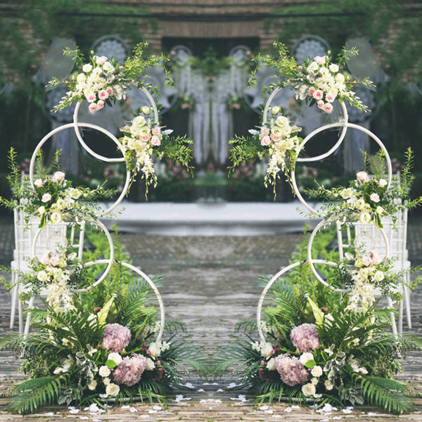 6.6FT Wedding Arch Door Background Wrought Iron Props Flower Rack Decor US 