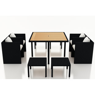 Go to store & view more images Holbrook 9 Piece Teak Dining Set with Sunbrella Cushions by Rosecliff Heights