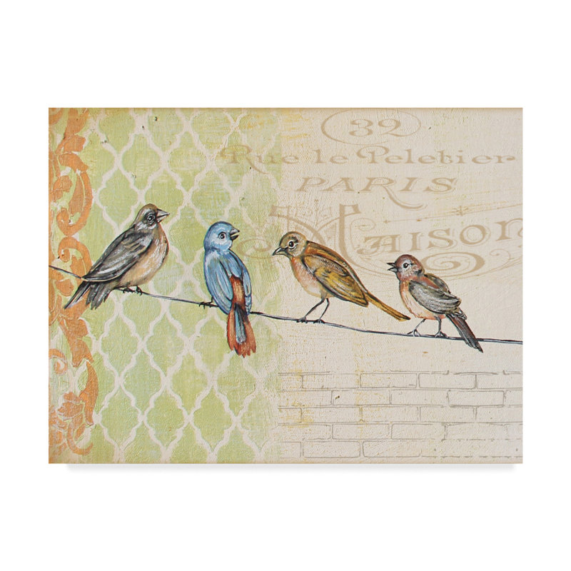 Ophelia Co Four Birds On Wire Graphic Art Print On Wrapped