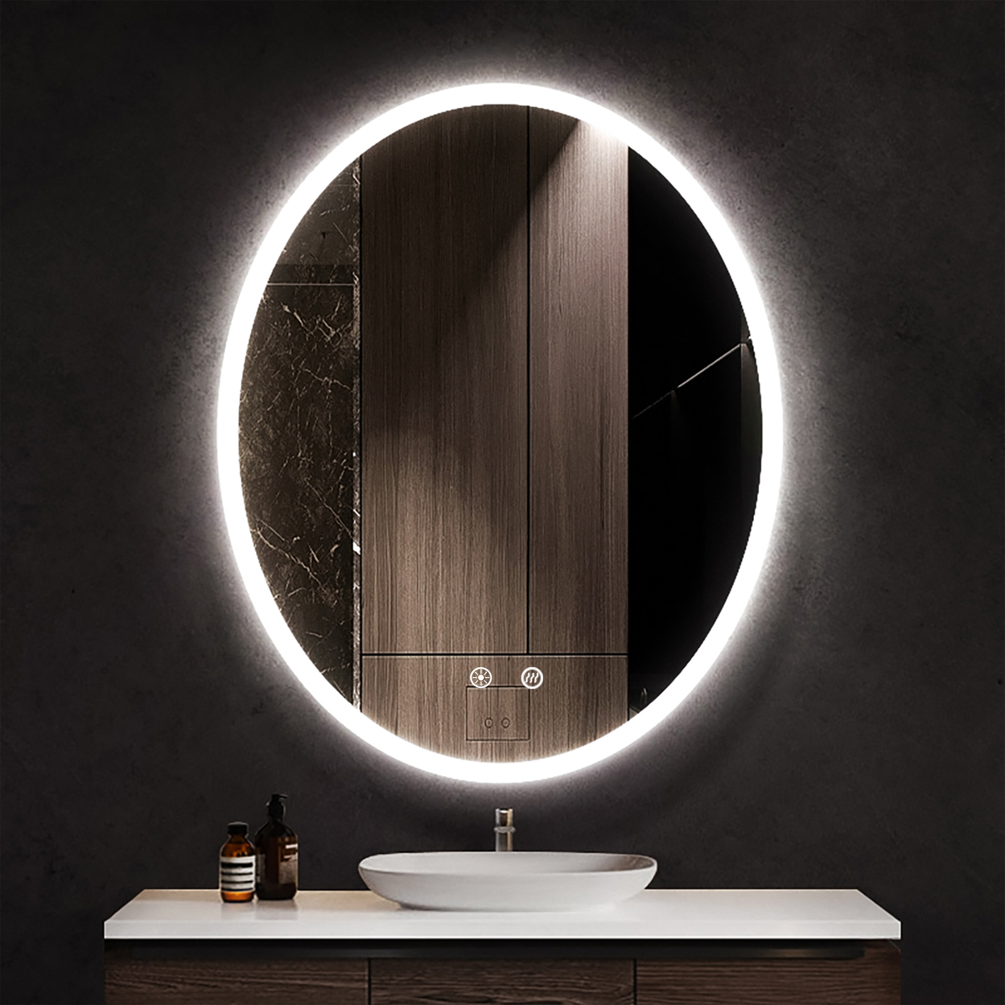 Orren Ellis Hanwell Frosted Glass Edge Lighted Bathroom Vanity Mirror Reviews Wayfair