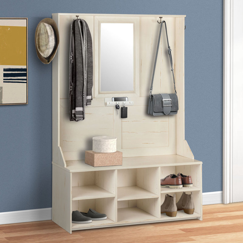 Dovecove Hall Tree With Bench And Shoe Storage Reviews Wayfair