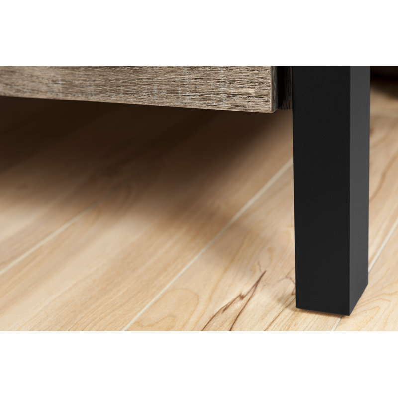 South Shore Munich 2 Drawer Nightstand In Weather Oak Matte Black Reviews Wayfair