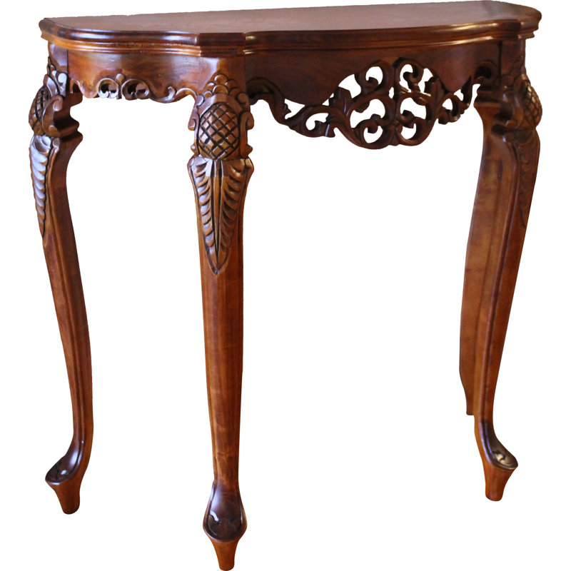 International Caravan Windsor Hand Carved Wood Indoor Console Windsor Hand Carved Wood Indoor Console