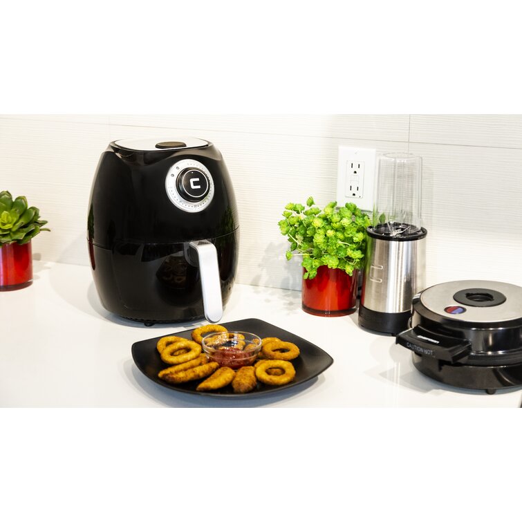 Black BPA Free Chefman 6.5 Liter/6.8 Quart Air Fryer with Space Saving Flat Basket Oil Hot Airfryer with Dishwasher Safe Parts 60 Minute Timer and Auto Shut Off X-Large Family Size