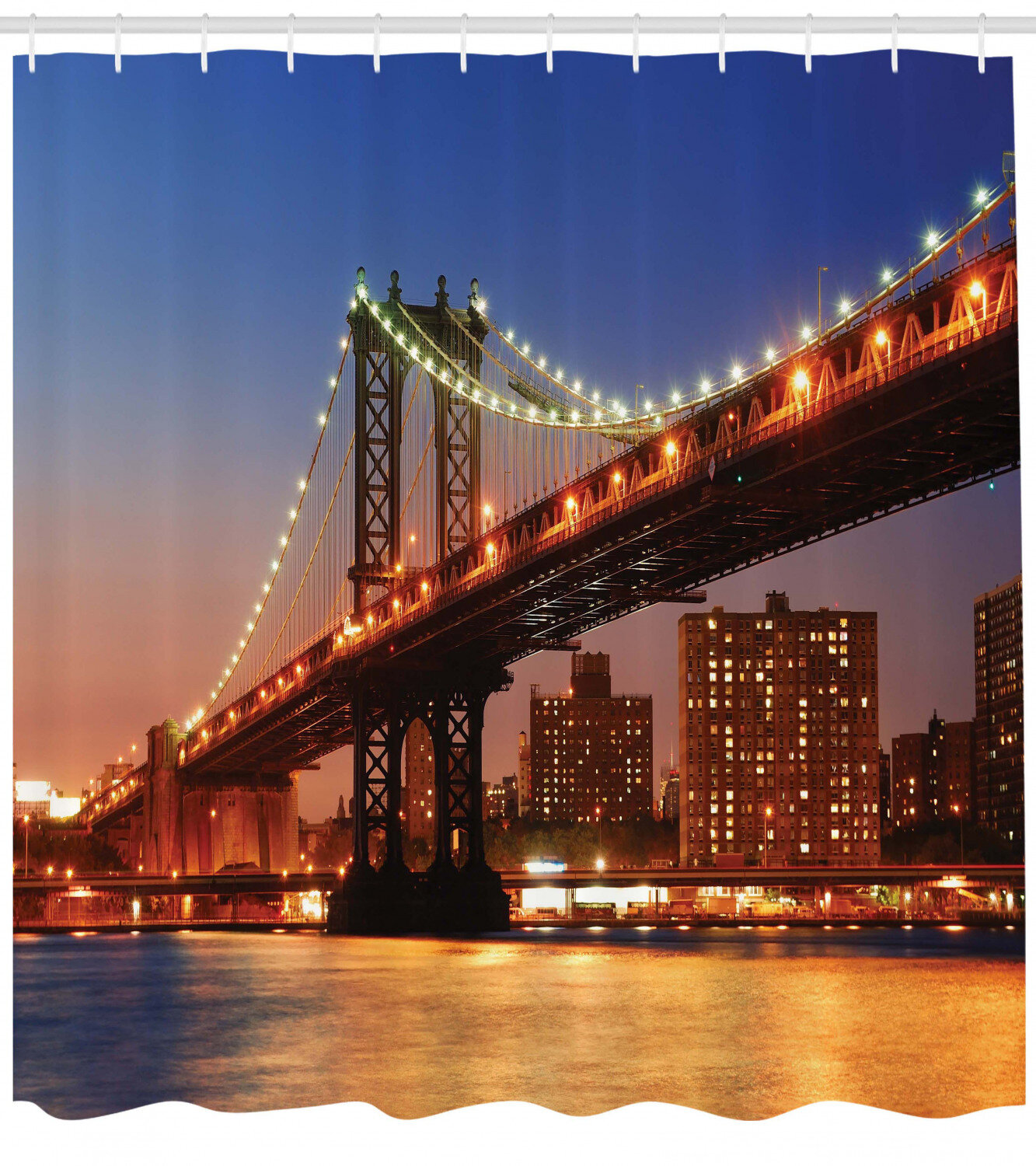 East Urban Home View Manhattan Bridge At Night Single Shower Curtain Wayfair