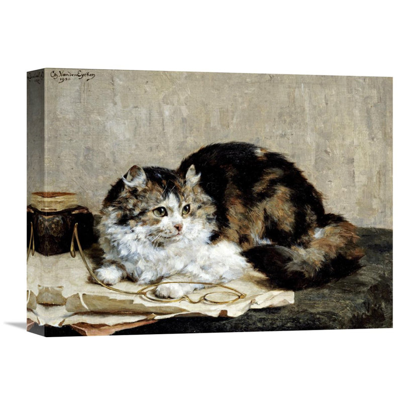 Global Gallery A Tabby Cat By Charles Van Den Eycken Painting