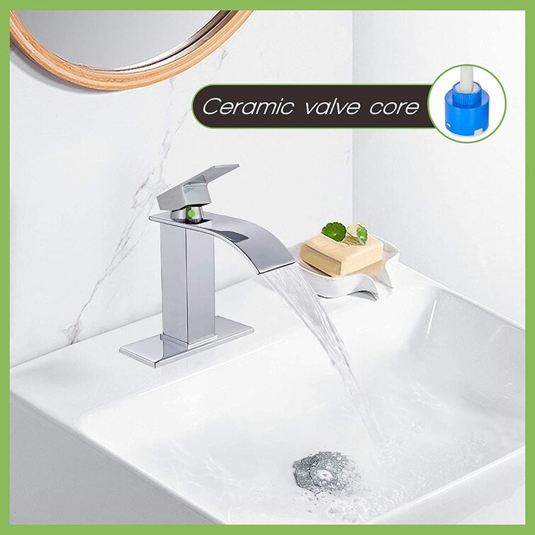 Waterfall Bathroom Sink Faucet Chrom Basin Mixer Tap Spout Single Handle Faucet