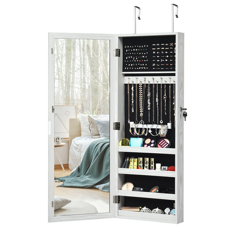Latitude Run Narmada Lockable Over The Door Jewelry Armoire With