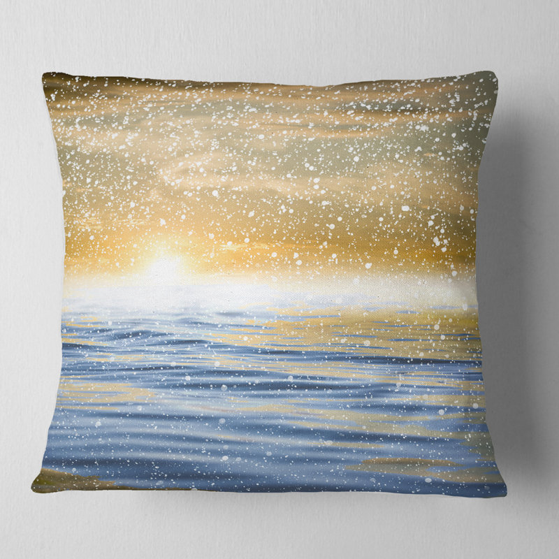 East Urban Home Sunset Over The Sea With Snow Skyline Photography Pillow Wayfair