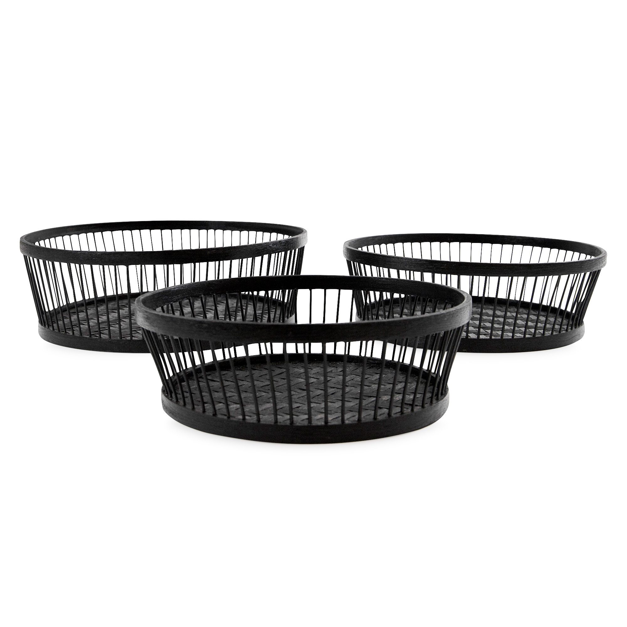 Bayou Breeze Wabbaseka Bamboo Tray Set of 3 Wayfair