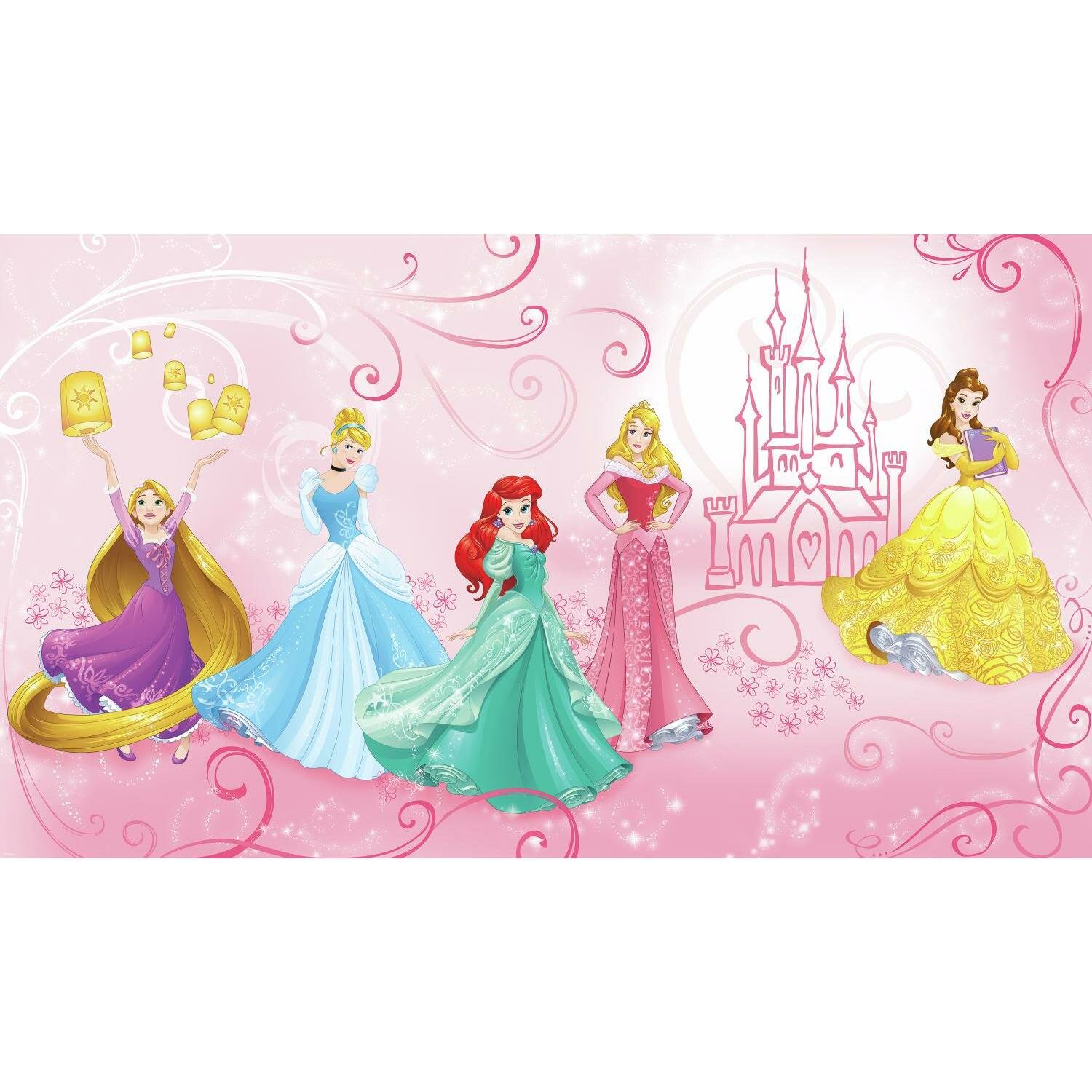 x 6 ft. 10.5 ft RoomMates JL1388M Disney Princess Enchanted Spray and Stick Removable Wall Mural 