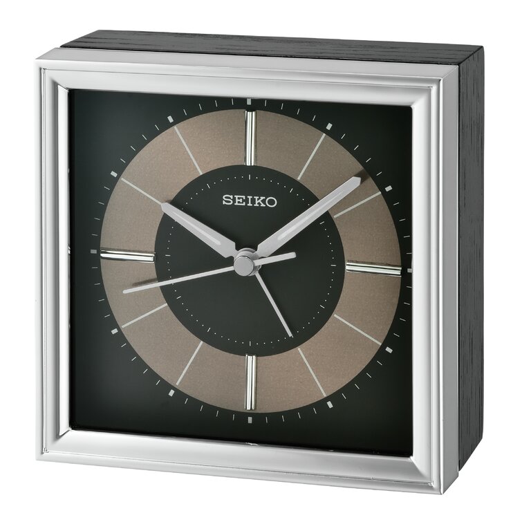 Seiko Brady Analog Wood Quartz Alarm Tabletop Clock in Black/Silver |  Wayfair