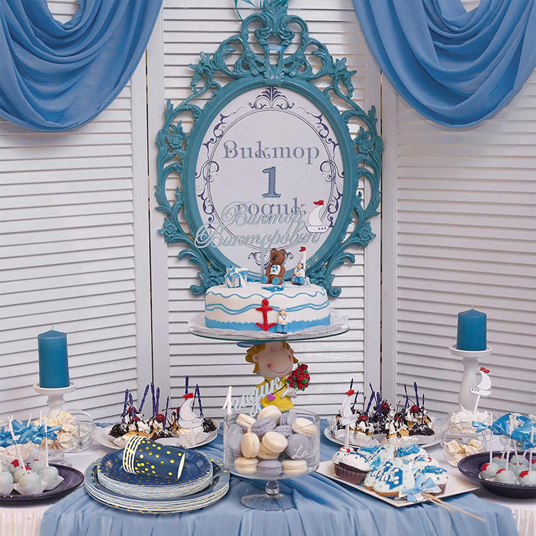Futurecitytrading 175pcs Royal Blue Gold Dinnerware Party Set Disposable Navy Blue Gold Dots Party Plates Include 9 Paper Dinner Plates 7 Dessert Plates Cups Napkins Knife Fork Spoon For Birthday Baby Shower Party Wayfair