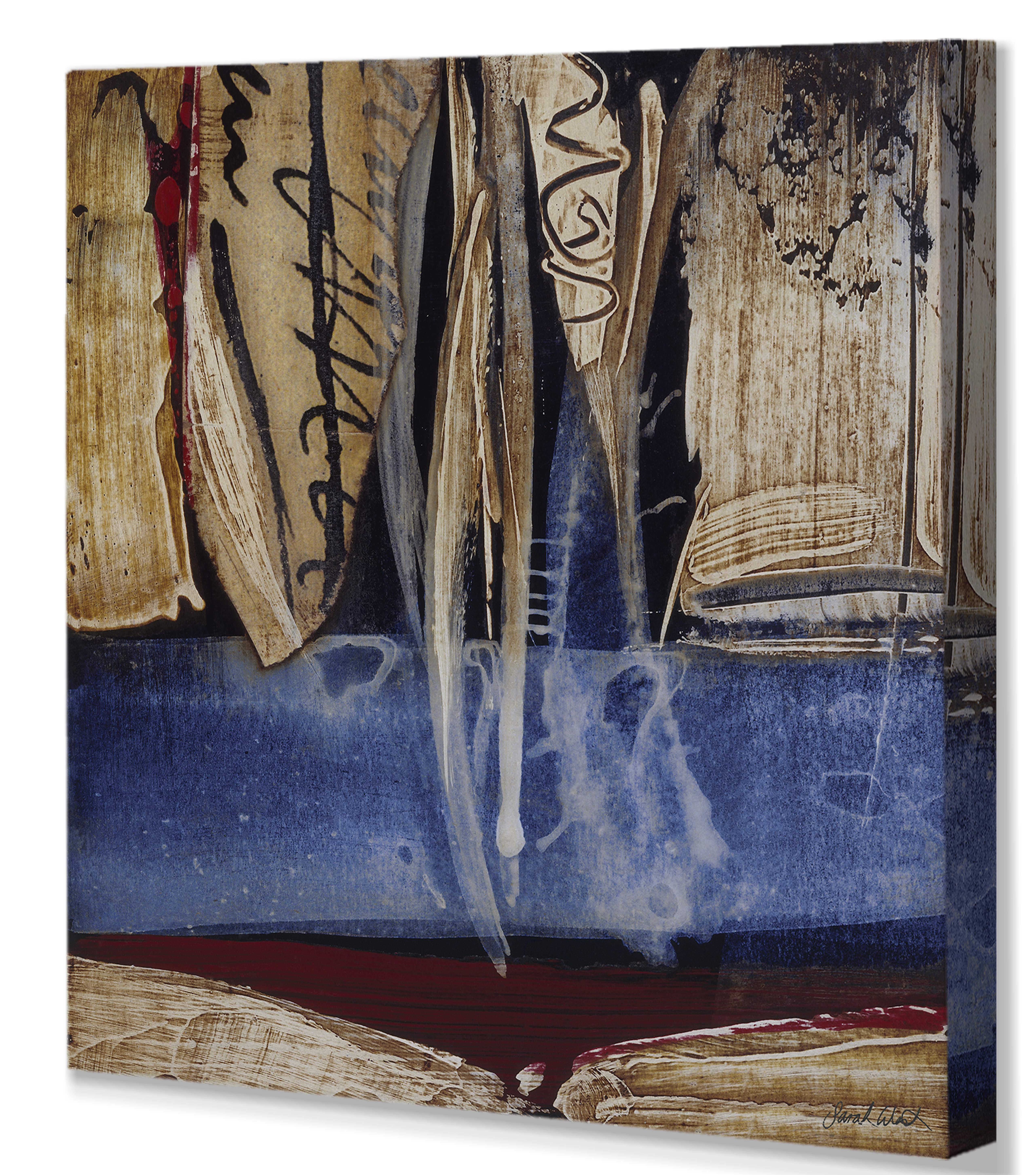 Ebern Designs Blue Abstract Painting Print On Wrapped Canvas Wayfair