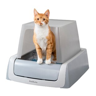 Covered Cat Litter Box  Enclosed Pet Odor Absorbing Stain Resistant White 
