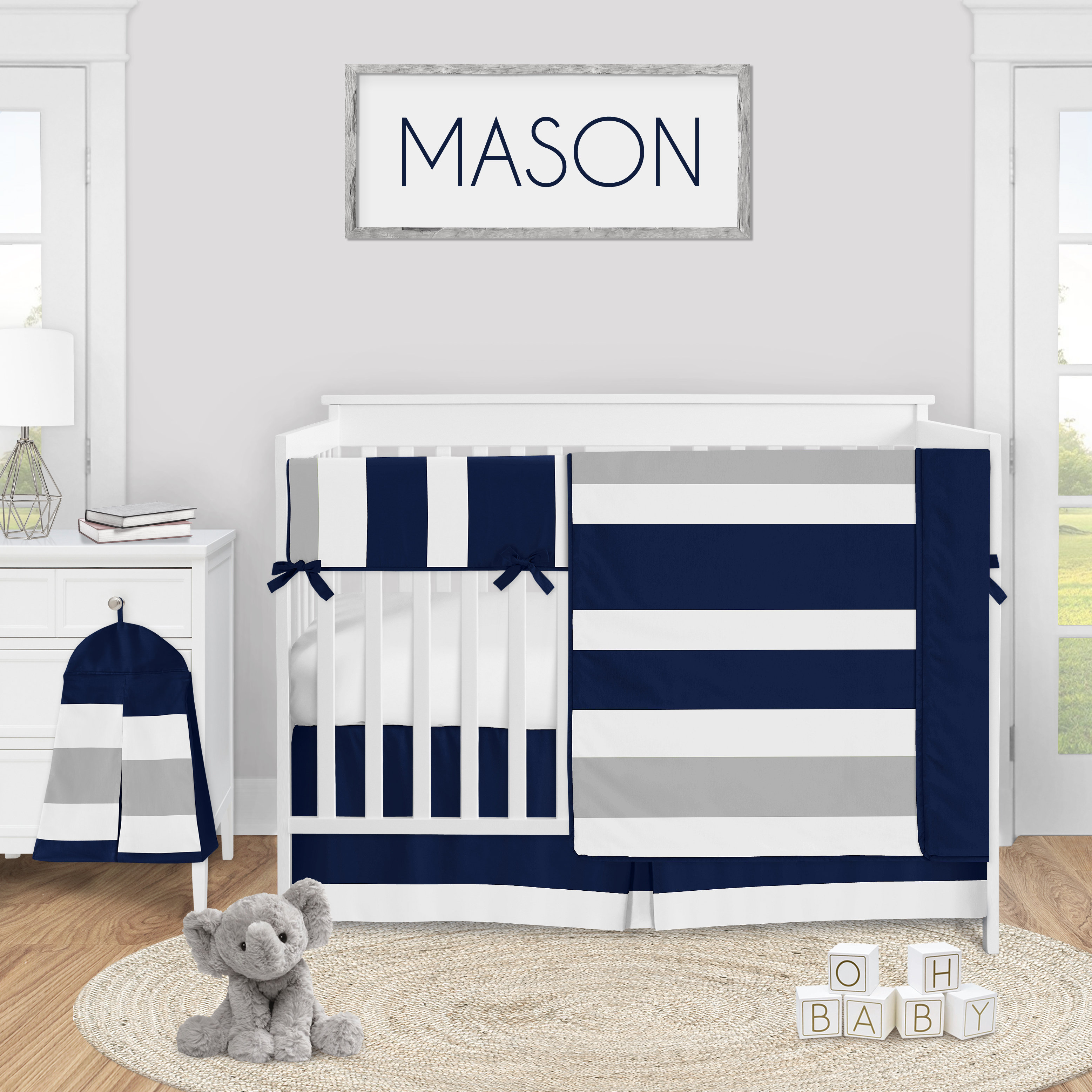 navy blue crib quilt