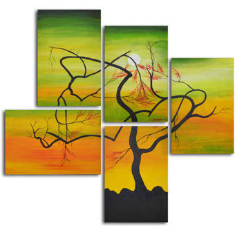 My Art Outlet Serpentine Tree Panels 5 Piece Painting On Wrapped