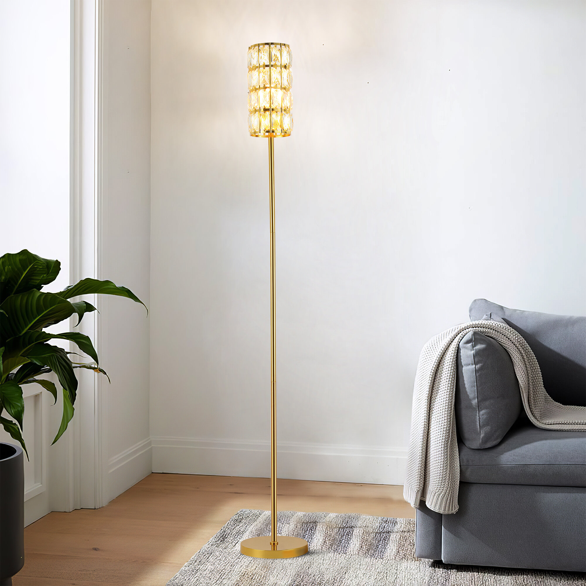 brass and crystal floor lamp