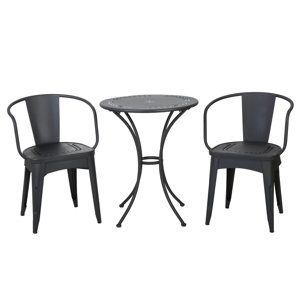 Triplehorn Indoor 3 Piece Metal Dining Set by La..