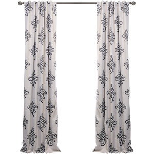 Tugra Damask Blackout Thermal Rod Pocket Single Curtain Panel