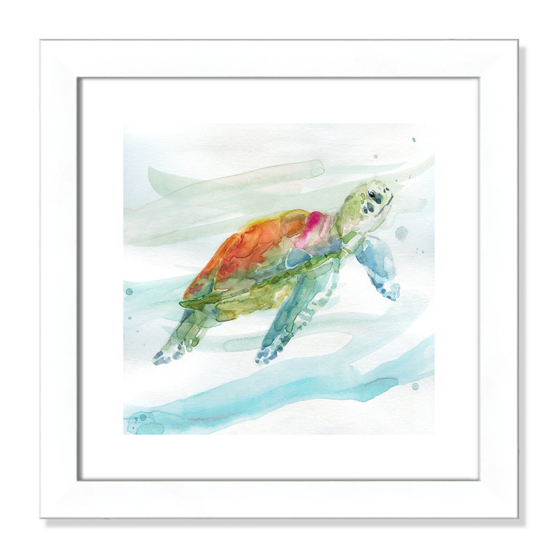 Highland Dunes Turtle Tropics I Framed Watercolor Painting Print Wayfair