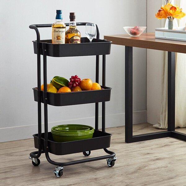 Kitchen Shelving Floor Vegetable Carts Removable Multi-Layer Storage Rack Multifunction Pulley Service trolley Wine Carts 