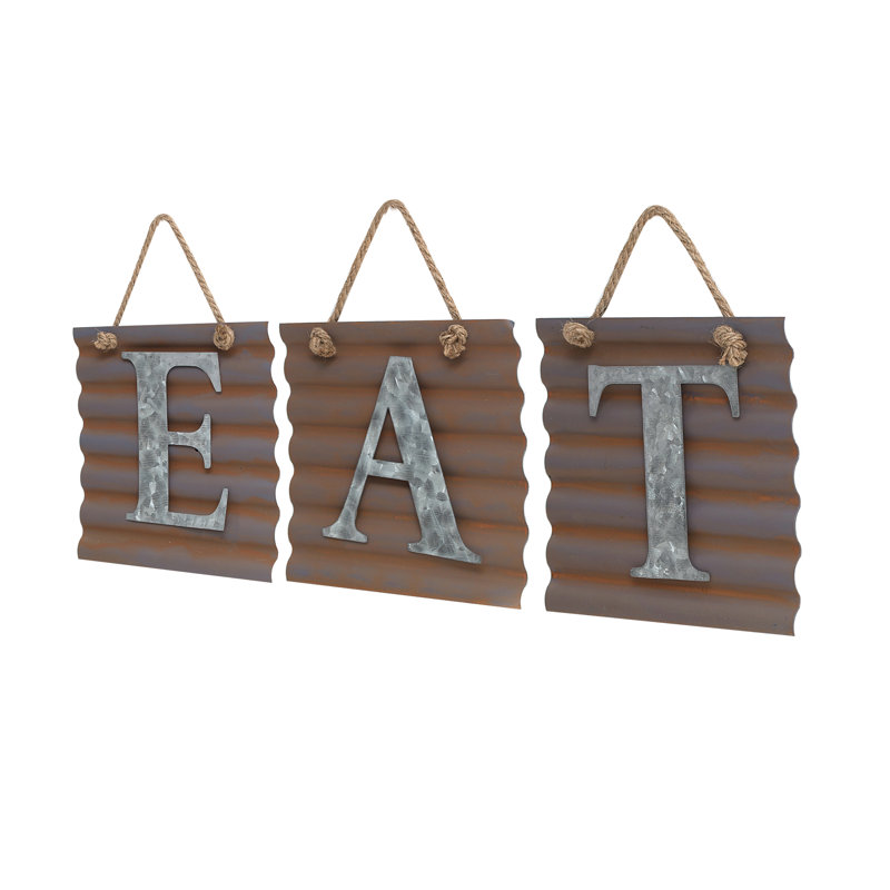 Gracie Oaks Eat Galvanized Metal Letter Wall Decor Reviews Wayfair