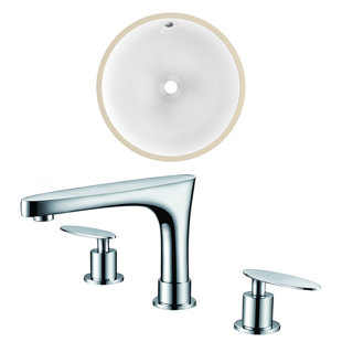 Go to store & view more images American Imaginations Ceramic Circular Undermount Bathroom Sink with Faucet and Overflow