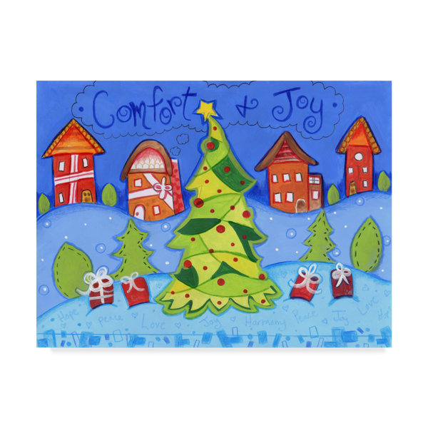 Trademark Art Christmas Village Acrylic Painting Print On Wrapped Canvas Wayfair