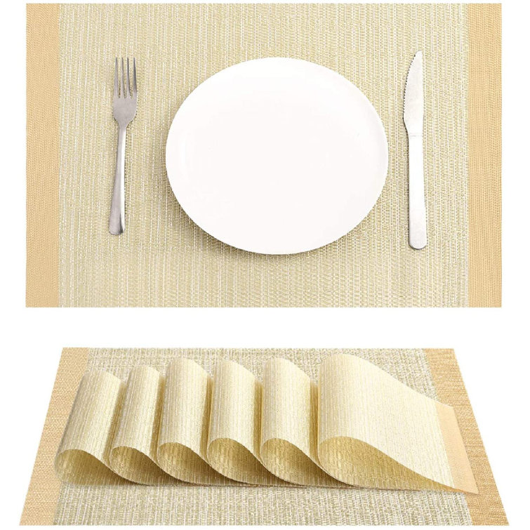 Blue Placemats Rectangle Washable Vinyl Place Mats for Kitchen Table Set of 6