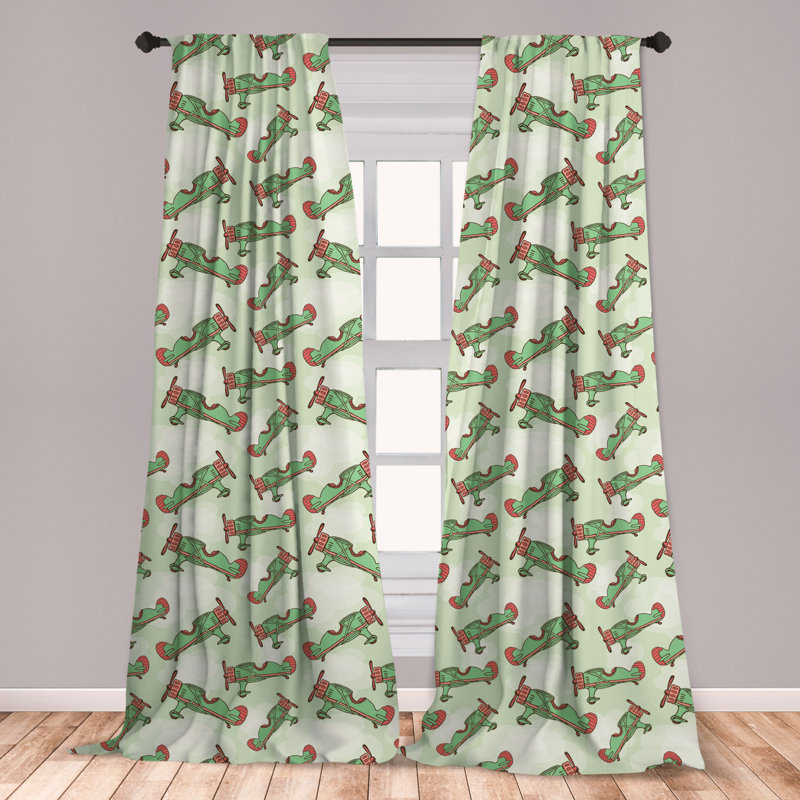 East Urban Home Ambesonne Vintage Airplane Curtains Hand Drawn