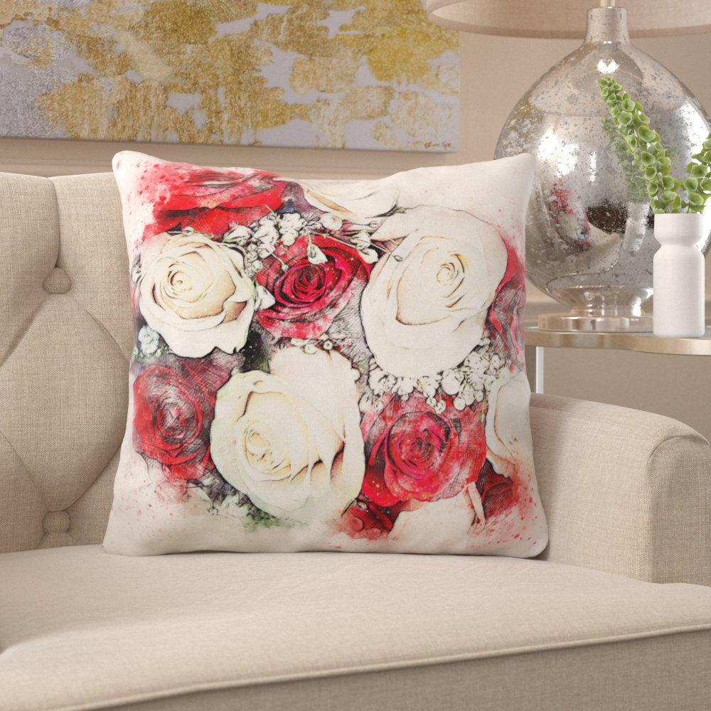 red and white throw pillows