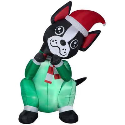 Airblown Animated Begging Dog Boston Terrier Inflatable Gemmy Industries