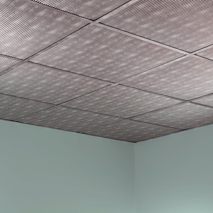 Rib 2 Ft X 2 Ft Lay In Ceiling Tile In Cross Hatch Silver