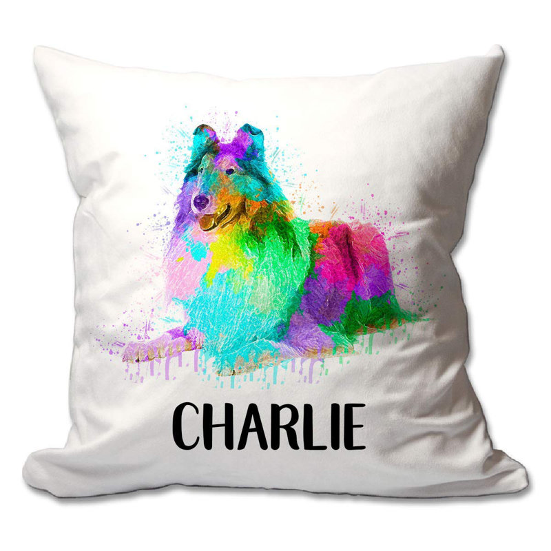 Ebern Designs Falmacrilly Personalized Watercolor Collie Throw